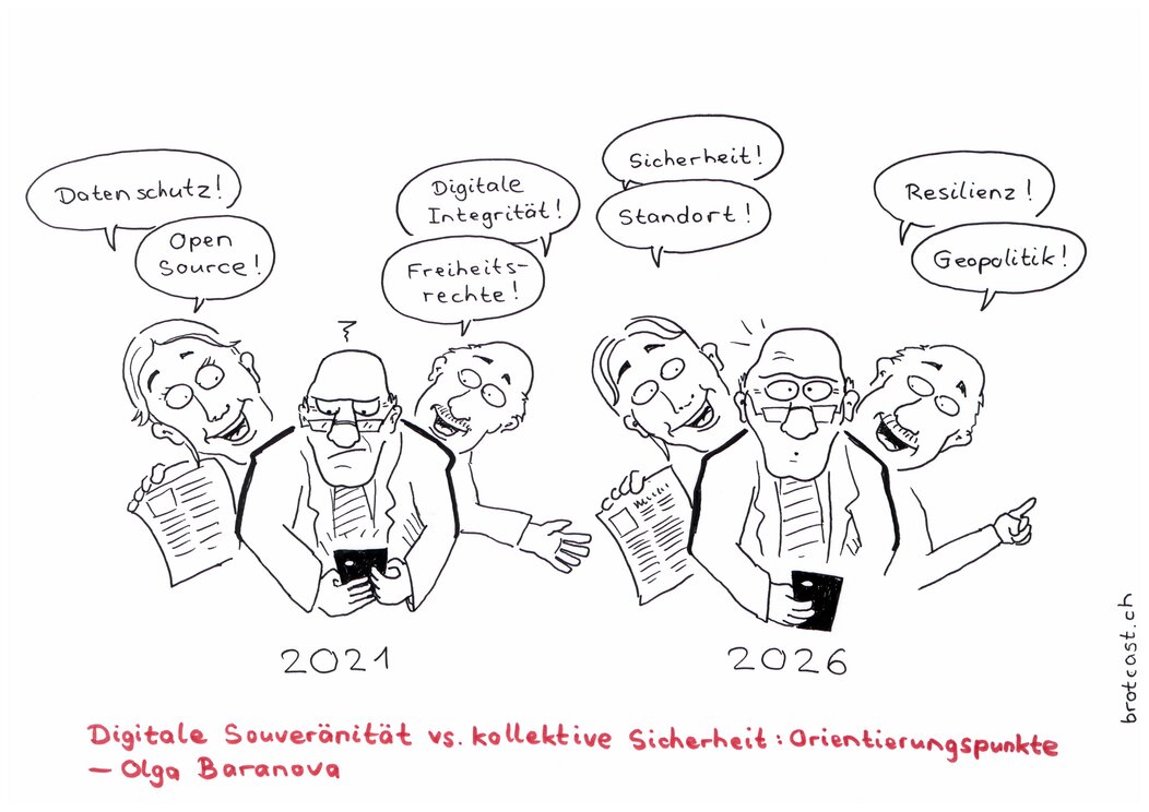 Cartoon zu “Digitale Souveränität vs. kollektive Sicherheit”
